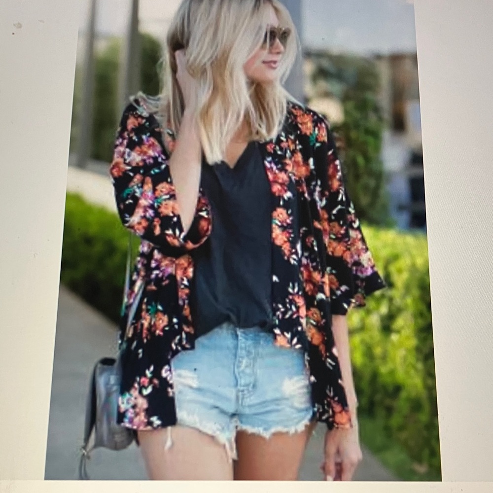 Fun & Flirt Vibrant Floral Kimono with fringe